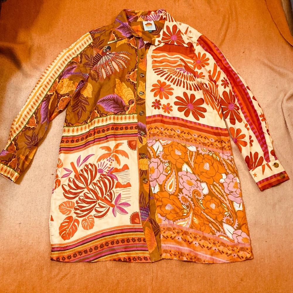 NWOT Farm Rio Forest Mixed Scarves Tunic M | Matching Pants L Bundle